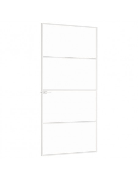 Porta Interna Bianca 93x201,5 cm Vetro Temperato Alluminio Slim