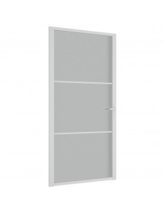 Porta Interna 102,5x201,5 cm Bianco Opaco in Vetro e Alluminio 2