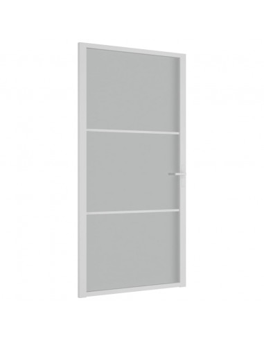 Porta Interna 102,5x201,5 cm Bianco Opaco in Vetro e Alluminio