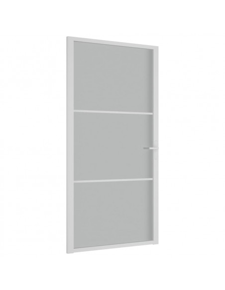Porta Interna 102,5x201,5 cm Bianco Opaco in Vetro e Alluminio