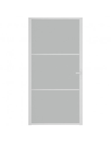 Porta Interna 102,5x201,5 cm Bianco Opaco in Vetro e Alluminio