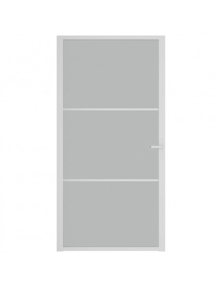Porta Interna 102,5x201,5 cm Bianco Opaco in Vetro e Alluminio