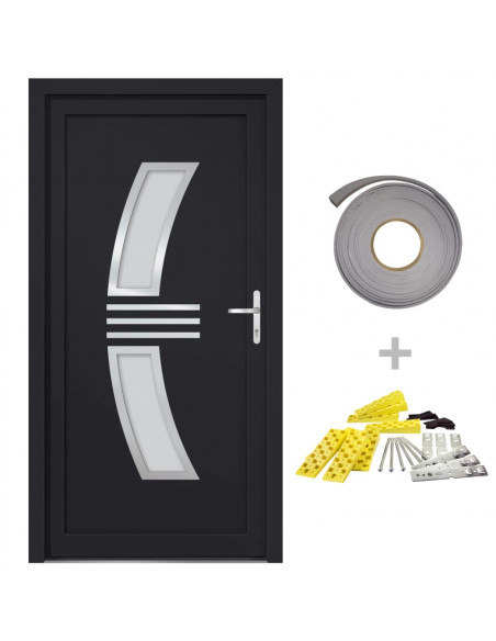 Porta Ingresso Antracite 98x208 cm in PVC