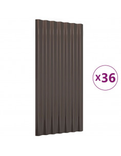 Pannelli Tetto 36 pz Acciaio Verniciato Polvere Marrone 80x36cm 2