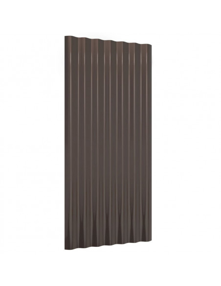 Pannelli Tetto 36 pz Acciaio Verniciato Polvere Marrone 80x36cm