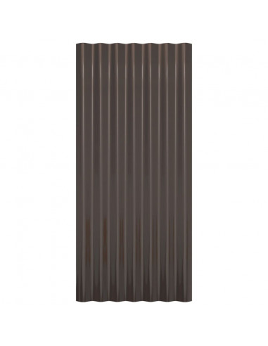 Pannelli Tetto 36 pz Acciaio Verniciato Polvere Marrone 80x36cm