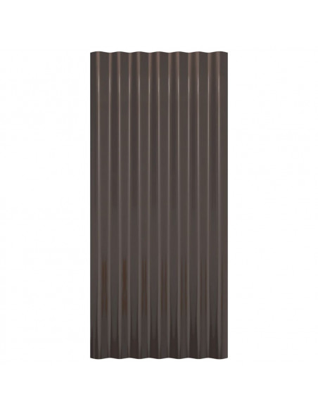 Pannelli Tetto 36 pz Acciaio Verniciato Polvere Marrone 80x36cm