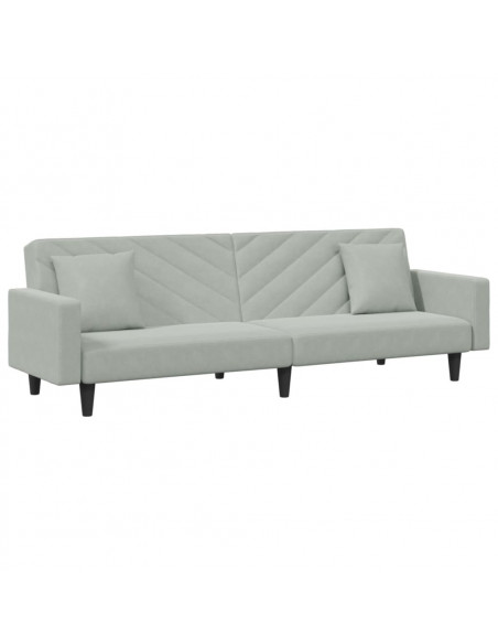 Set di Divani 2 pz con Cuscini Grigio Chiaro in Velluto