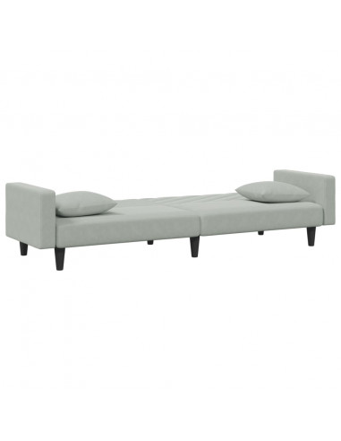 Set di Divani 2 pz con Cuscini Grigio Chiaro in Velluto