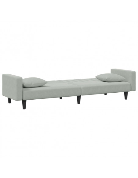 Set di Divani 2 pz con Cuscini Grigio Chiaro in Velluto