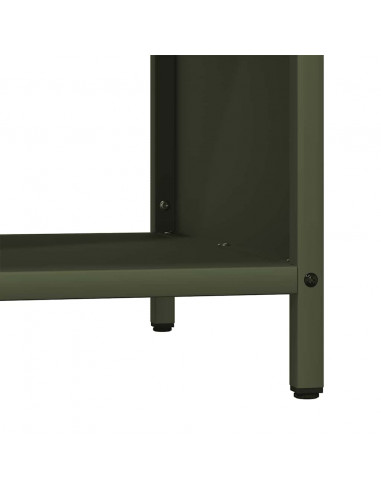 Rastrelliera Legna da Ardere con Piano Verde Oliva 100x40x60 cm