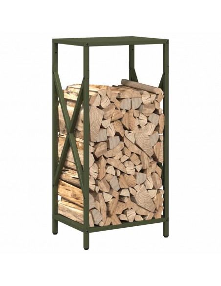 Rastrelliera per Legna da Ardere Verde Oliva 34x25x70 cm
