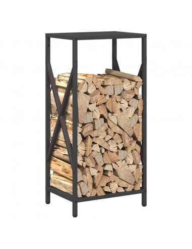 Rastrelliera per Legna da Ardere Nera 34x25x70 cm