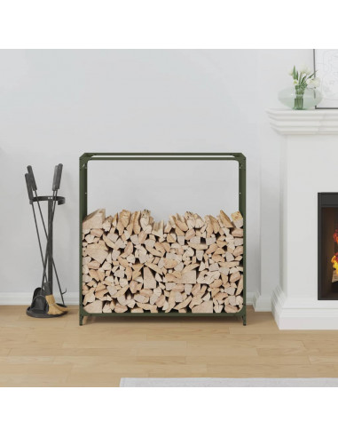 Rastrelliera per Legna da Ardere Verde Oliva 90x28x90 cm