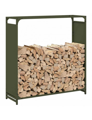 Rastrelliera per Legna da Ardere Verde Oliva 90x28x90 cm