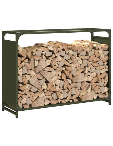Rastrelliera per Legna da Ardere Verde Oliva 90x28x65 cm