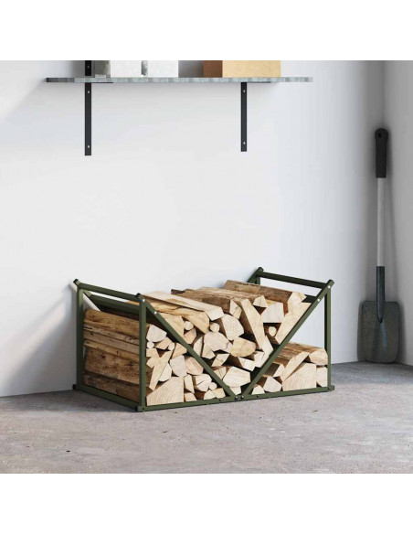 Rastrelliera per Legna da Ardere Verde Oliva 70x43x34,5 cm