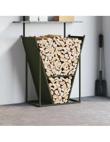 Rastrelliera per Legna da Ardere Verde Oliva 69,5x35x81 cm