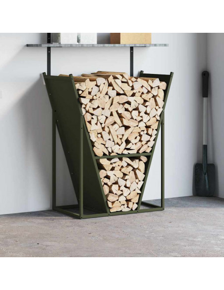 Rastrelliera per Legna da Ardere Verde Oliva 69,5x35x81 cm