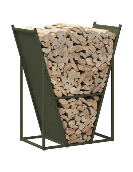 Rastrelliera per Legna da Ardere Verde Oliva 69,5x35x81 cm