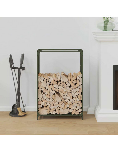 Rastrelliera per Legna da Ardere Verde Oliva 60x28x90 cm