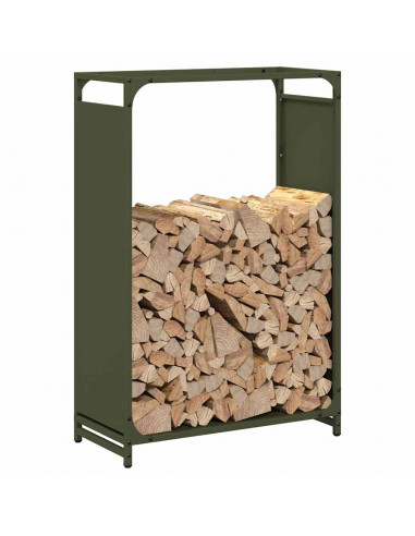 Rastrelliera per Legna da Ardere Verde Oliva 60x28x90 cm