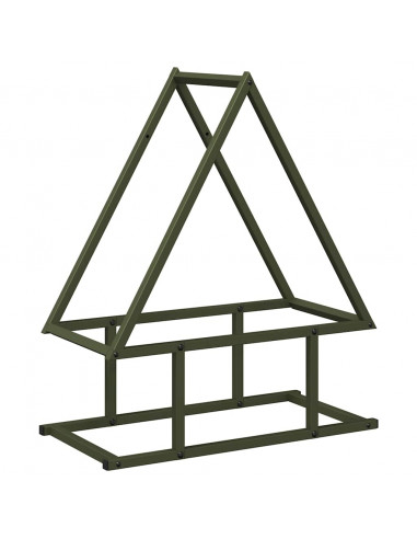 Rastrelliera per Legna da Ardere Verde Oliva 50x25x60 cm