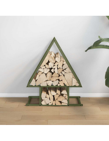 Rastrelliera per Legna da Ardere Verde Oliva 50x25x60 cm