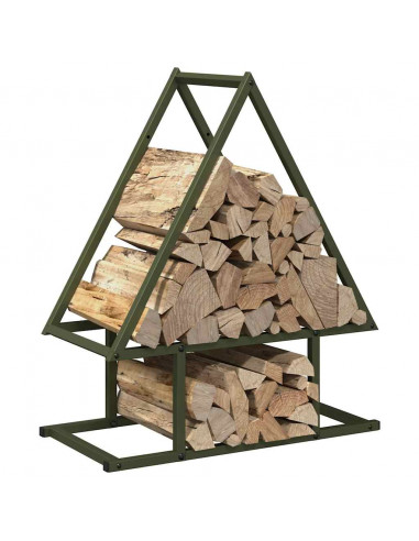 Rastrelliera per Legna da Ardere Verde Oliva 50x25x60 cm