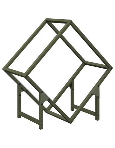 Rastrelliera per Legna da Ardere Verde Oliva 50x25x50 cm