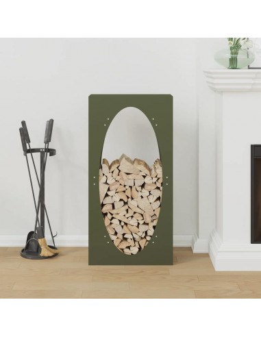 Rastrelliera per Legna da Ardere Verde Oliva 50x23x100 cm