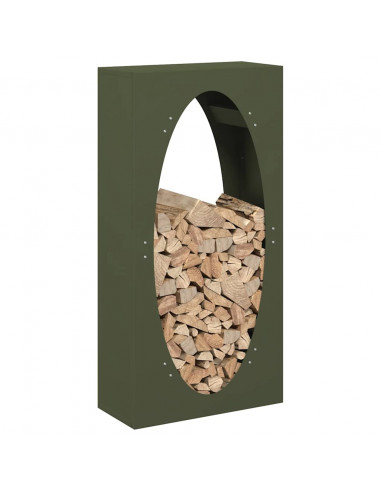 Rastrelliera per Legna da Ardere Verde Oliva 50x23x100 cm