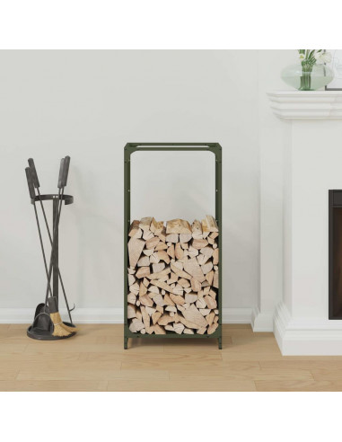 Rastrelliera per Legna da Ardere Verde Oliva 44x28x90 cm