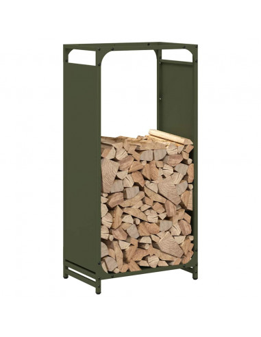 Rastrelliera per Legna da Ardere Verde Oliva 44x28x90 cm