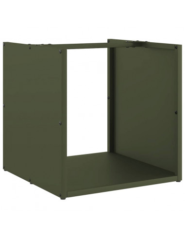 Rastrelliera per Legna da Ardere Verde Oliva 40x40x40 cm