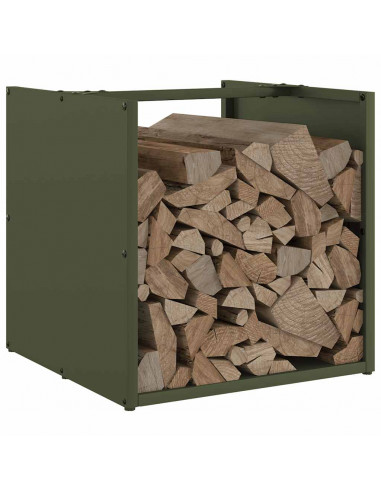 Rastrelliera per Legna da Ardere Verde Oliva 40x40x40 cm