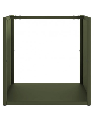 Rastrelliera per Legna da Ardere Verde Oliva 40x40x40 cm