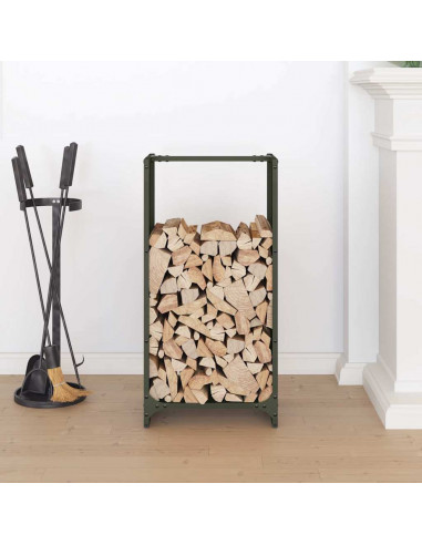 Rastrelliera per Legna da Ardere Verde Oliva 40x30x80 cm