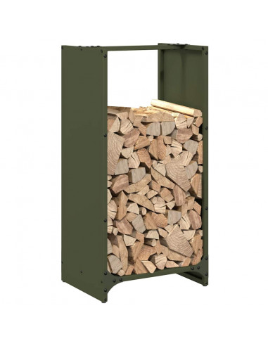 Rastrelliera per Legna da Ardere Verde Oliva 40x30x80 cm