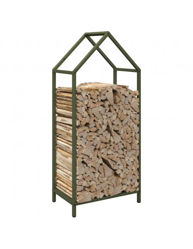 Rastrelliera per Legna da Ardere Verde Oliva 40x25x90 cm