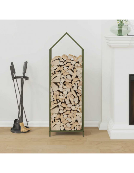 Rastrelliera per Legna da Ardere Verde Oliva 40x25x120 cm