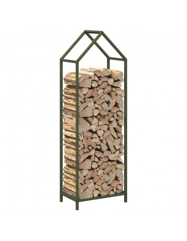 Rastrelliera per Legna da Ardere Verde Oliva 40x25x120 cm