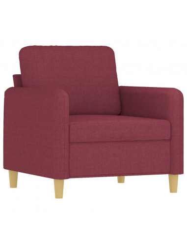 Set di Divani 3 pz con Cuscini Rosso Vino in Tessuto