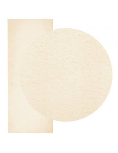 Tappeto a Pelo Corto HUARTE Morbido e Lavabile Crema 80x200 cm