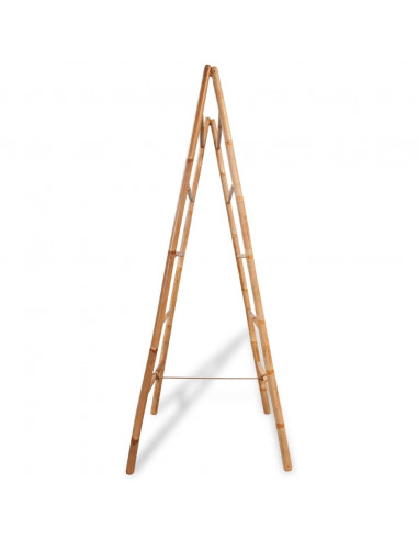 Scala Doppia Portasciugamani con 5 Pioli in Bambù 50x160 cm