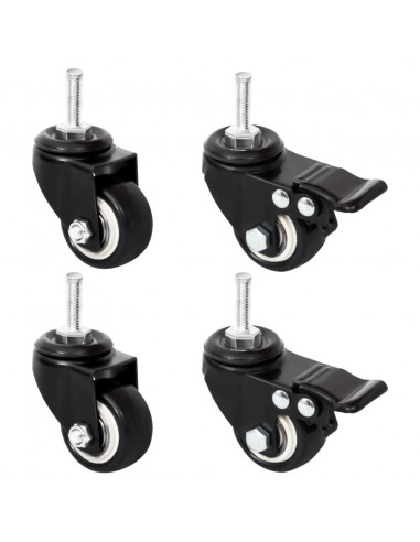 Ruote per Fioriera 4 pz Nere 8x3,5x8 cm Ferro