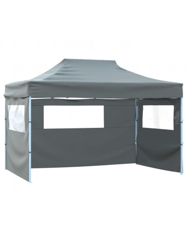 Tenda Pieghevole Pop-Up 4 Pareti Laterali 3x4,5 m Antracite