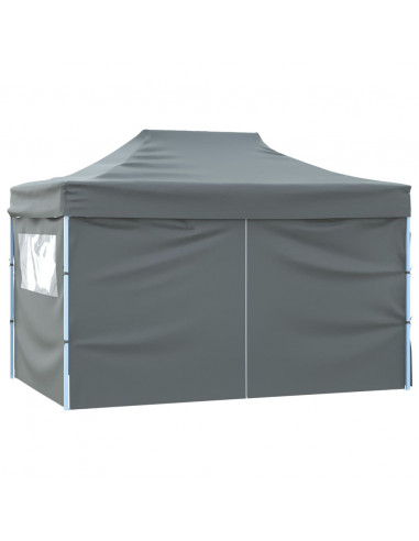 Tenda Pieghevole Pop-Up 4 Pareti Laterali 3x4,5 m Antracite