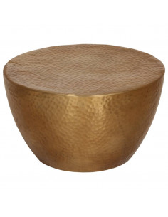Tavolino da Salotto in Alluminio Martellato Ø 50x30 cm Ottone 2