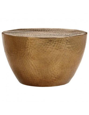 Tavolino da Salotto in Alluminio Martellato Ø 50x30 cm Ottone